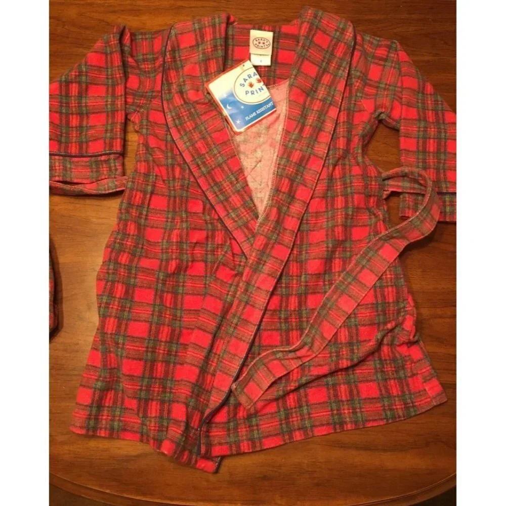 Sara’s Prints Flannel Plaid Robe Size 4 Kids